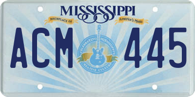 MS license plate ACM445
