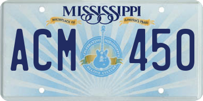MS license plate ACM450