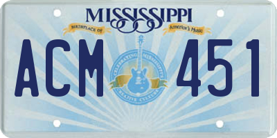 MS license plate ACM451