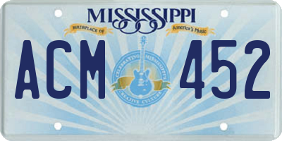 MS license plate ACM452