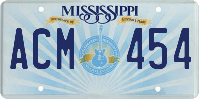 MS license plate ACM454