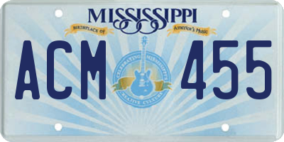 MS license plate ACM455