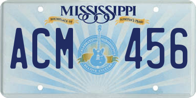 MS license plate ACM456