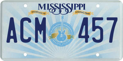 MS license plate ACM457