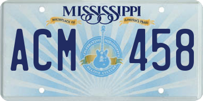 MS license plate ACM458