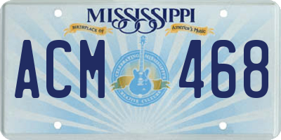 MS license plate ACM468