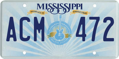 MS license plate ACM472