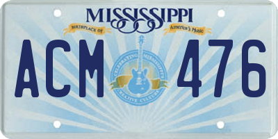 MS license plate ACM476