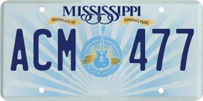 MS license plate ACM477