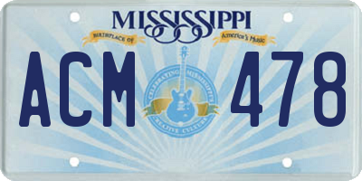 MS license plate ACM478