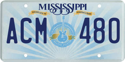 MS license plate ACM480