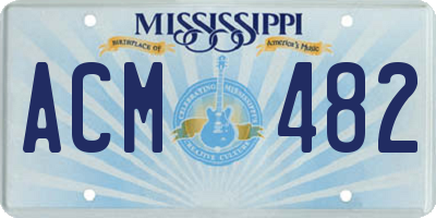MS license plate ACM482