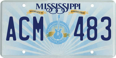MS license plate ACM483