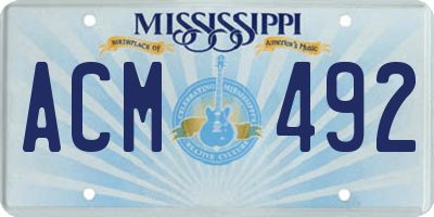 MS license plate ACM492