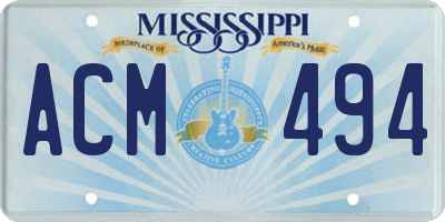 MS license plate ACM494