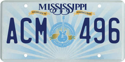 MS license plate ACM496