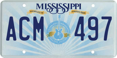 MS license plate ACM497