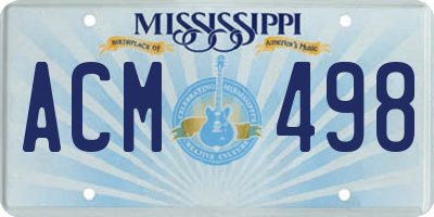 MS license plate ACM498
