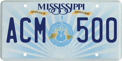 MS license plate ACM500