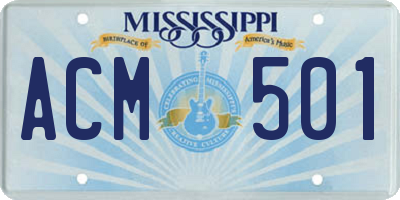 MS license plate ACM501