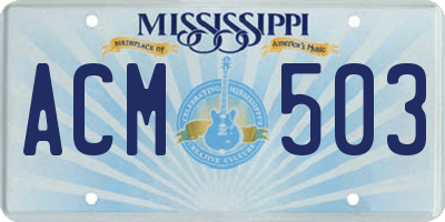 MS license plate ACM503