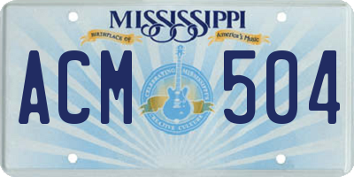MS license plate ACM504
