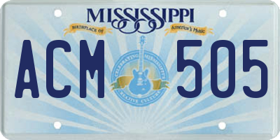 MS license plate ACM505