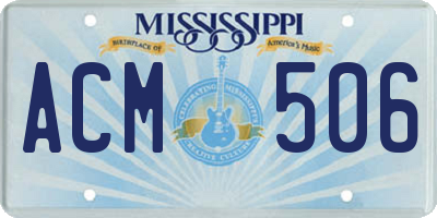 MS license plate ACM506
