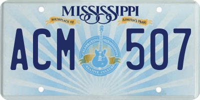 MS license plate ACM507