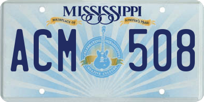 MS license plate ACM508