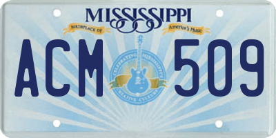 MS license plate ACM509