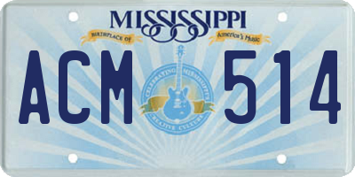 MS license plate ACM514
