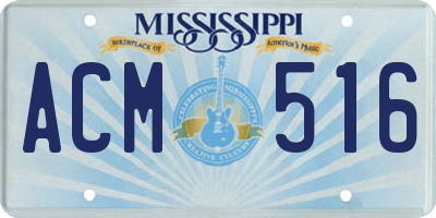 MS license plate ACM516