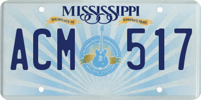 MS license plate ACM517