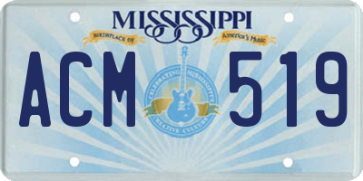 MS license plate ACM519
