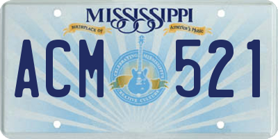 MS license plate ACM521
