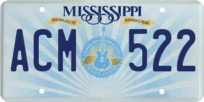 MS license plate ACM522