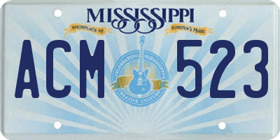 MS license plate ACM523