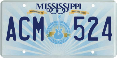 MS license plate ACM524
