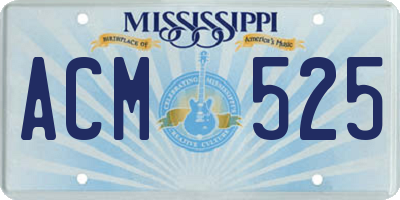 MS license plate ACM525