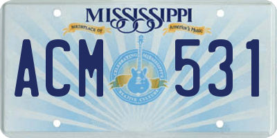 MS license plate ACM531