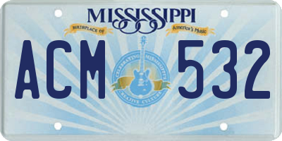MS license plate ACM532