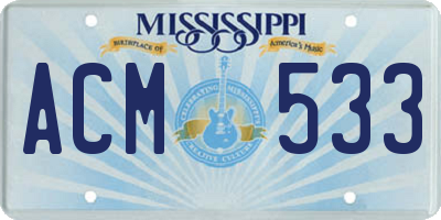 MS license plate ACM533
