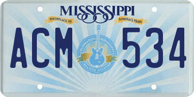MS license plate ACM534
