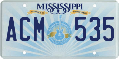 MS license plate ACM535