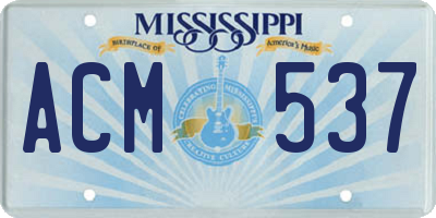 MS license plate ACM537