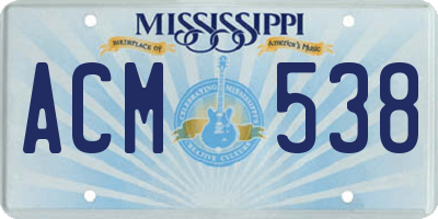 MS license plate ACM538