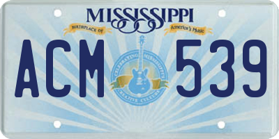 MS license plate ACM539
