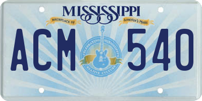 MS license plate ACM540