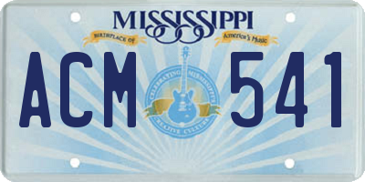 MS license plate ACM541